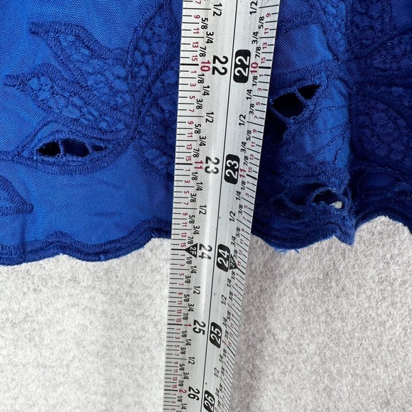 Soft Surroundings Blouse Womens‎ SMALL Blue Embroidery 3/4 Sleeve Button Rayon - Picture 12 of 14